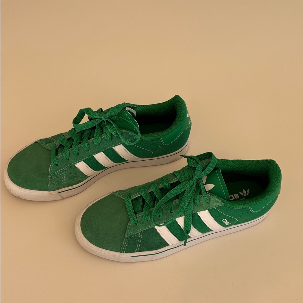 Adidas Campus Green and White Sneakers